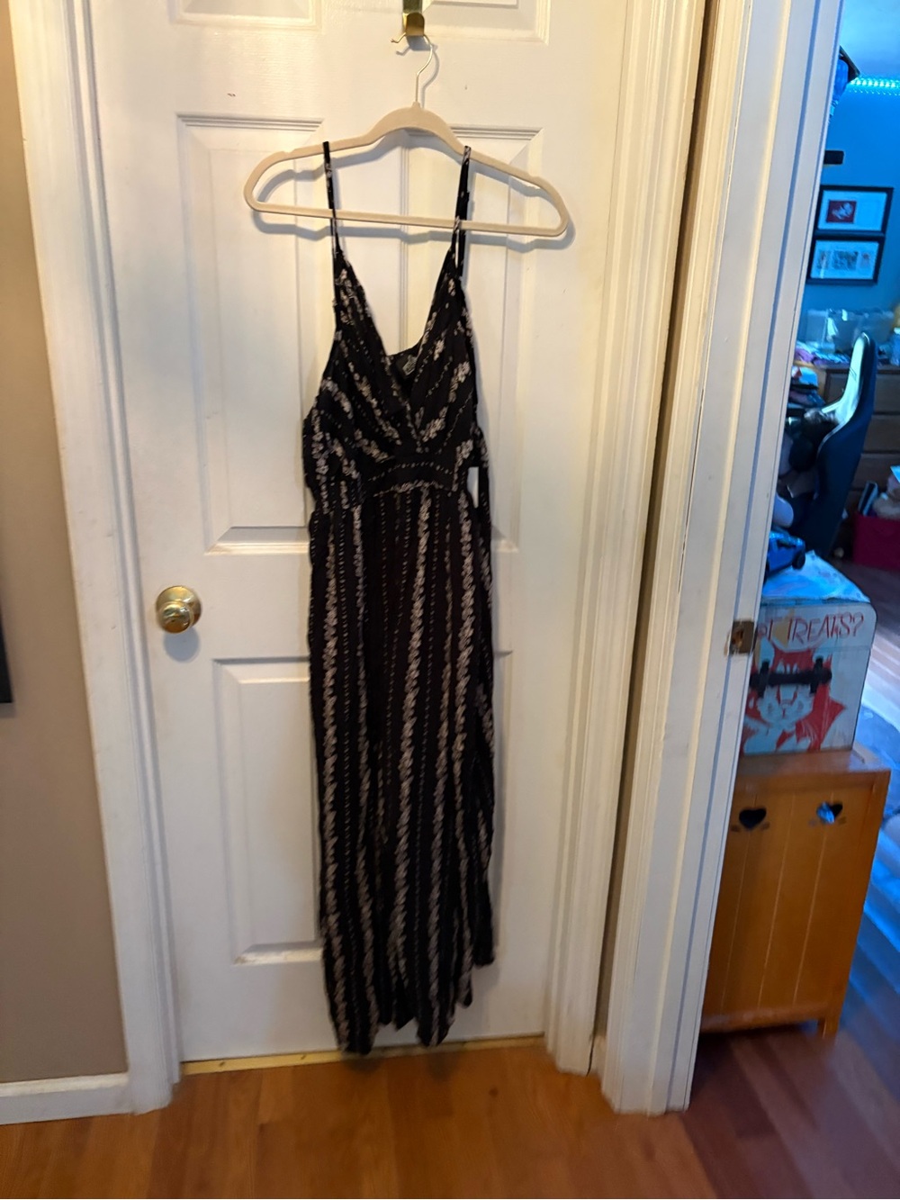 Angie Black Striped Maxi Dress with Spaghetti Straps